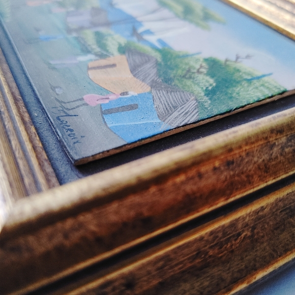 Village Painting from Haiti a colorful scene from 1988 sign Laeroix or Lacroix - Picture 7 of 10